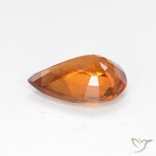 granate hessonita Naranja oscuro natural de 0.93 ct, En forma de pera, VS-SI
