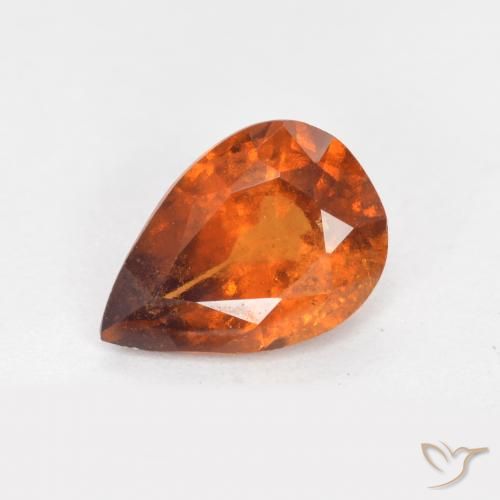 1.06ct Natural Naranja oscuro medio Granate Hessonita, En forma de pera, SI