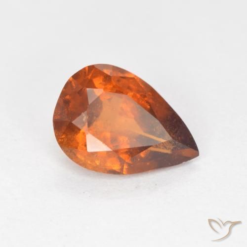 granate hessonita Naranja oscuro medio natural de 1.06 ct, En forma de pera, SI