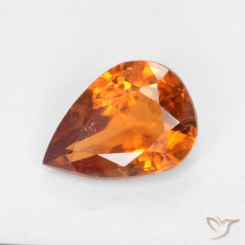 0.95ct Natural Naranja oscuro granate hessonita, En forma de pera, VS-SI