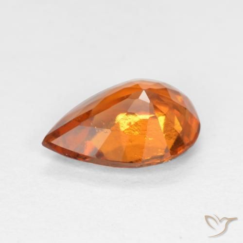 granate hessonita Naranja oscuro natural de 0.95 ct, En forma de pera, VS-SI