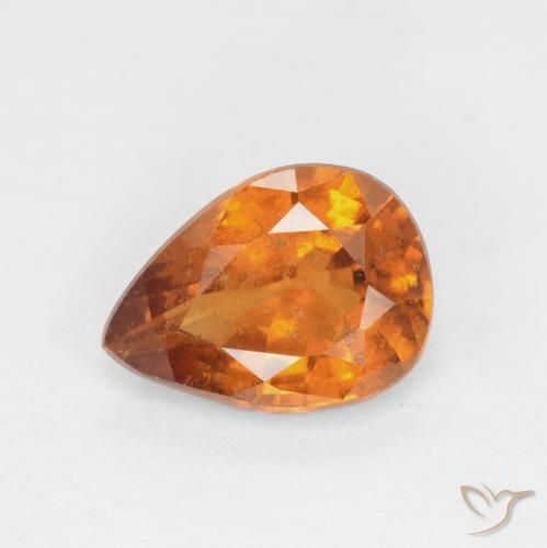 1.14ct Natural Naranja oscuro medio granate hessonita, En forma de pera, SI