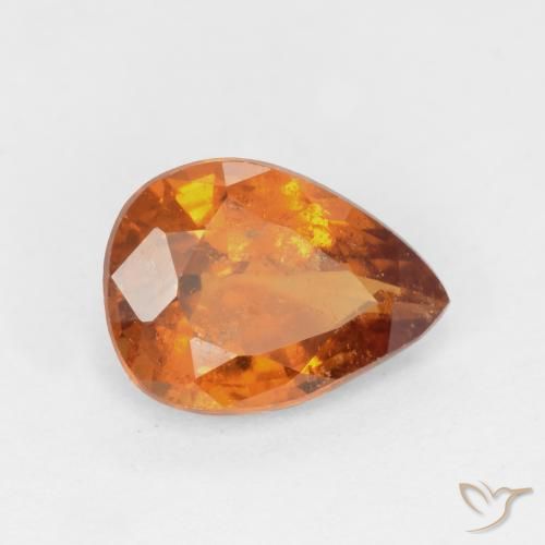 granate hessonita Naranja oscuro medio natural de 1.14 ct, En forma de pera, SI