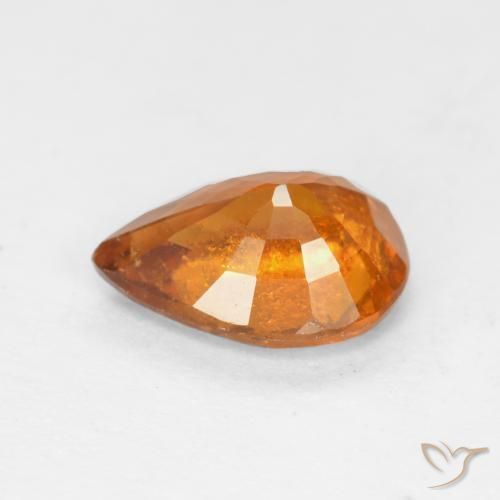 granate hessonita Naranja oscuro medio natural de 1.14 ct, En forma de pera, SI
