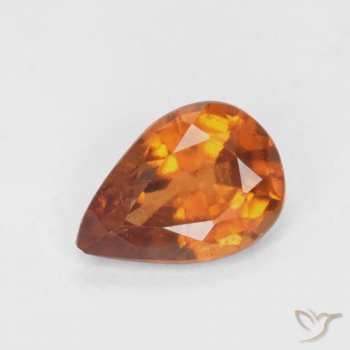 0.70ct Natural Naranja oscuro medio granate hessonita, En forma de pera, VS