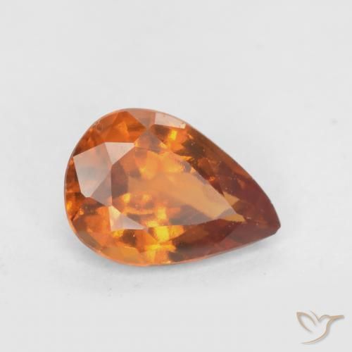 granate hessonita Naranja oscuro medio natural de 0.70 ct, En forma de pera, VS