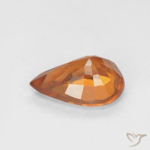 granate hessonita Naranja oscuro medio natural de 0.70 ct, En forma de pera, VS