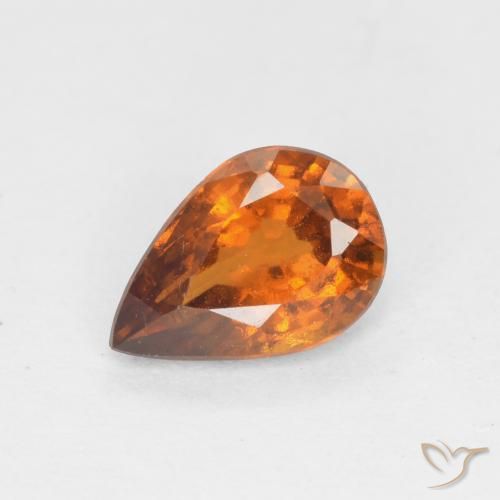 0.68ct Natural Naranja oscuro granate hessonita, En forma de pera, VS