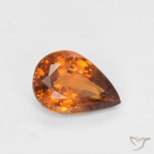 granate hessonita Naranja oscuro natural de 0.68 ct, En forma de pera, VS