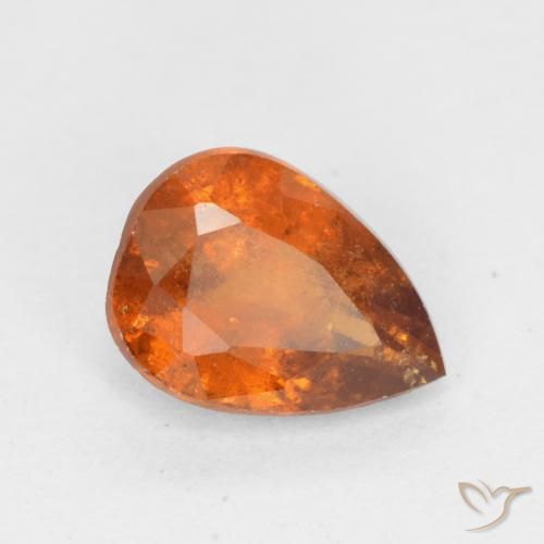 granate hessonita Naranja oscuro medio natural de 0.77 ct, En forma de pera, SI