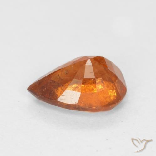granate hessonita Naranja oscuro medio natural de 0.77 ct, En forma de pera, SI