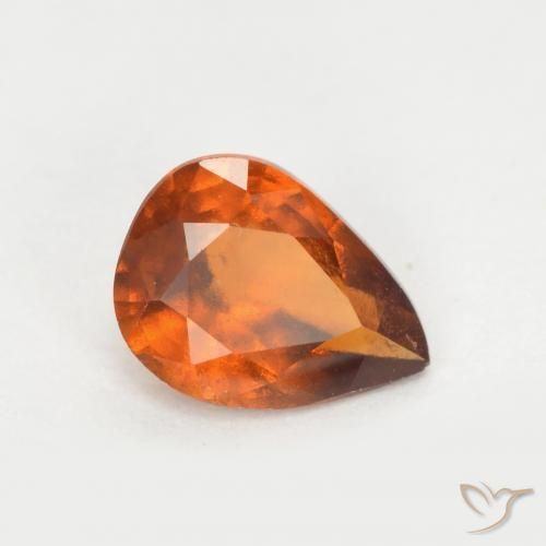 granate hessonita Naranja oscuro medio natural de 1.01 ct, En forma de pera, VS-SI