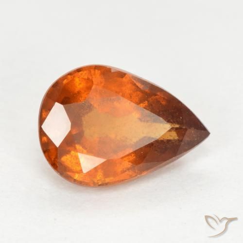 granate hessonita Naranja medio natural de 1.20 ct, En forma de pera, SI