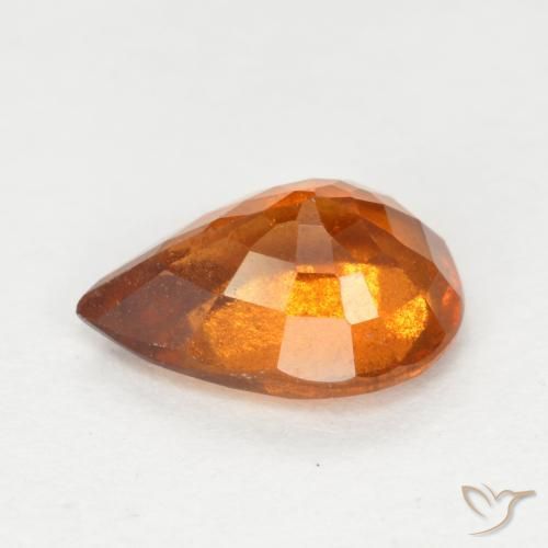 granate hessonita Naranja medio natural de 1.20 ct, En forma de pera, SI