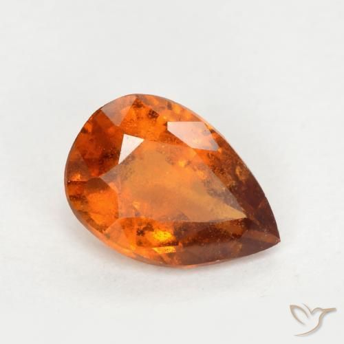 granate hessonita Naranja oscuro medio natural de 0.93 ct, En forma de pera, SI