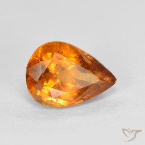 granate hessonita Naranja claro natural de 0.81 ct, En forma de pera, SI