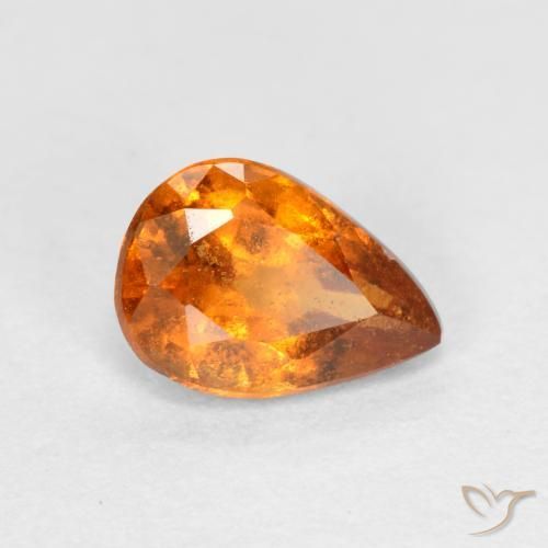 granate hessonita Naranja claro natural de 0.71 ct, En forma de pera, SI