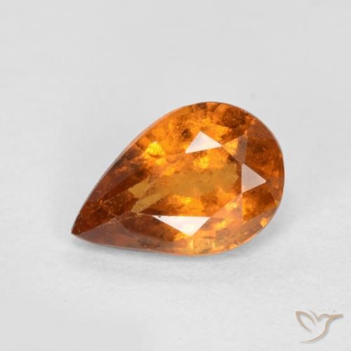 0.72ct Natural Naranja oscuro medio granate hessonita, En forma de pera, SI