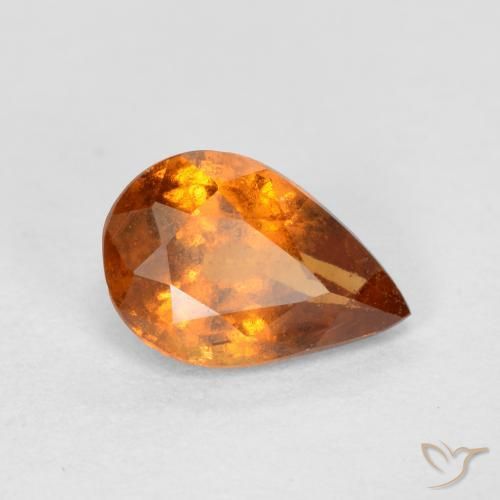 granate hessonita Naranja oscuro medio natural de 0.72 ct, En forma de pera, SI