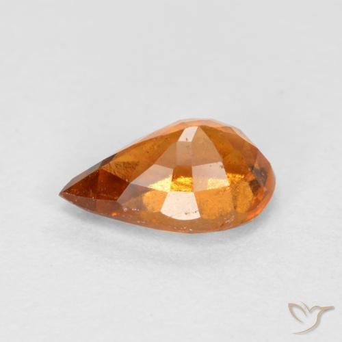 granate hessonita Naranja oscuro medio natural de 0.72 ct, En forma de pera, SI