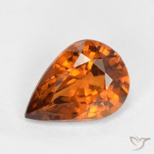 Granate hessonita naranja natural de 1,15 ct, en forma de pera, SI