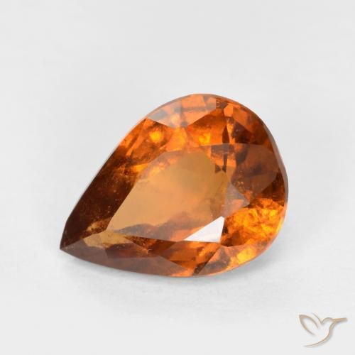 granate hessonita Naranja oscuro medio natural de 1.22 ct, En forma de pera, SI