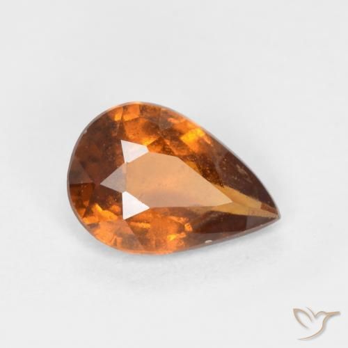 granate hessonita Naranja oscuro natural de 0.70 ct, En forma de pera, SI