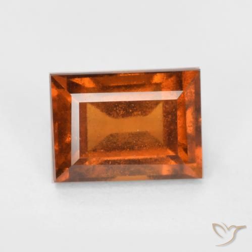 1.28ct Natural Naranja oscuro medio granate hessonita, Corte Baguette, VS