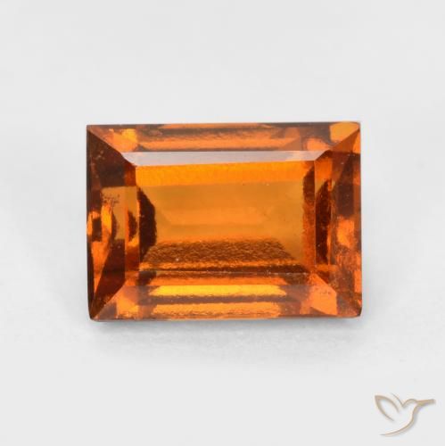 1.34ct Natural Naranja oscuro medio Granate Hessonita, Corte Baguette, VS