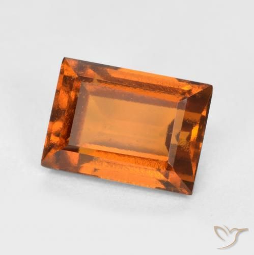 granate hessonita Naranja oscuro medio natural de 1.34 ct, Corte Baguette, VS