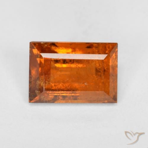 granate hessonita Naranja fuego natural de 1.49 ct, Corte Baguette, SI