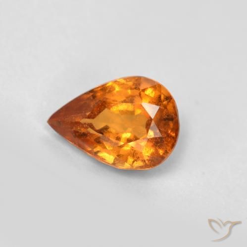 0.69ct Natural Naranja oscuro medio granate hessonita, En forma de pera, VS-SI