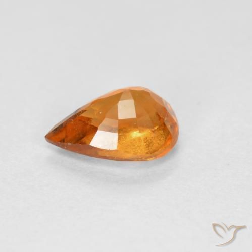 granate hessonita Naranja oscuro medio natural de 0.69 ct, En forma de pera, VS-SI