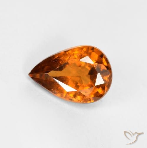 0.78ct Natural Naranja oscuro medio granate hessonita, En forma de pera, VS-SI