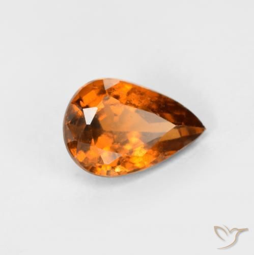 granate hessonita Naranja oscuro medio natural de 0.78 ct, En forma de pera, VS-SI