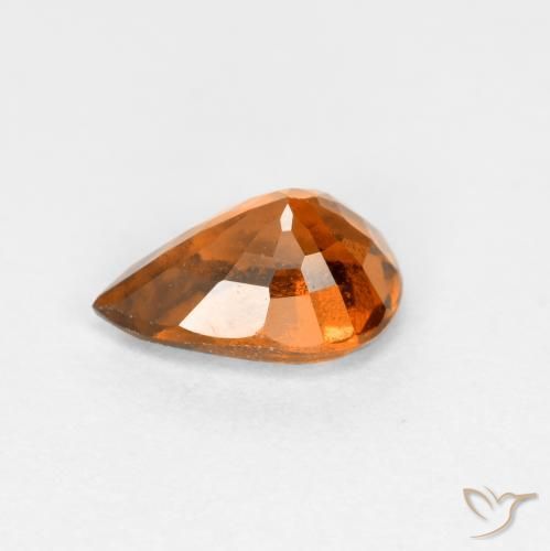 granate hessonita Naranja oscuro medio natural de 0.78 ct, En forma de pera, VS-SI