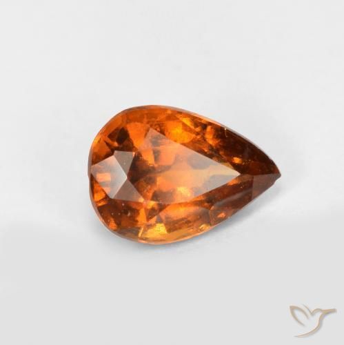0.82ct Natural Naranja oscuro medio granate hessonita, En forma de pera, VS-SI