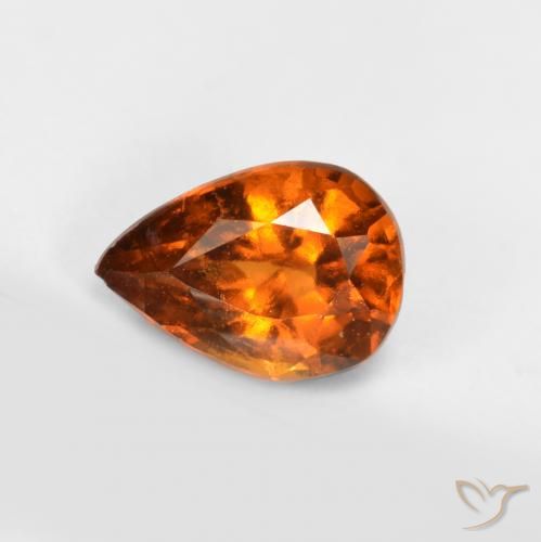 granate hessonita Naranja oscuro medio natural de 0.82 ct, En forma de pera, VS-SI