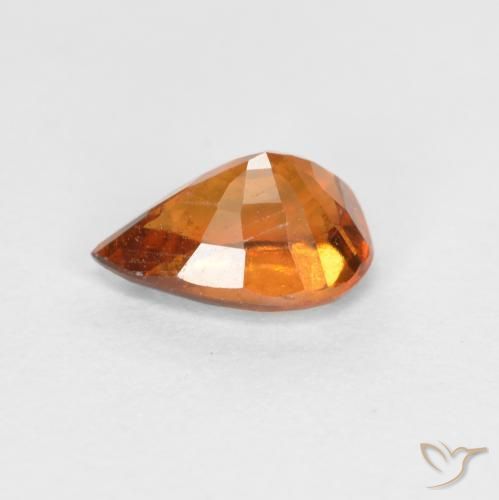 granate hessonita Naranja oscuro medio natural de 0.82 ct, En forma de pera, VS-SI