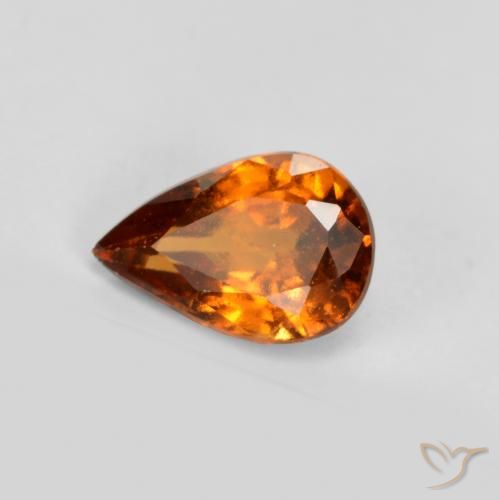0.74ct Natural Naranja oscuro granate hessonita, En forma de pera, VS-SI