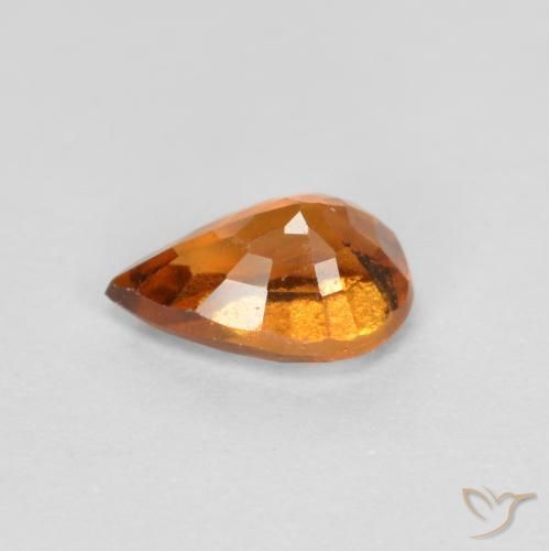 granate hessonita Naranja oscuro natural de 0.74 ct, En forma de pera, VS-SI