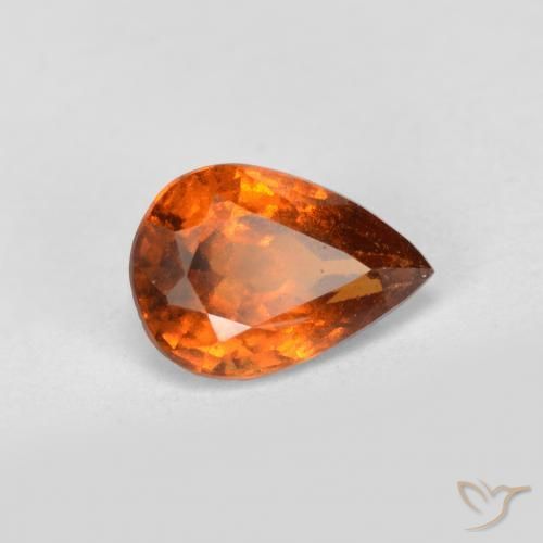 granate hessonita Naranja oscuro natural de 0.78 ct, En forma de pera, VS-SI