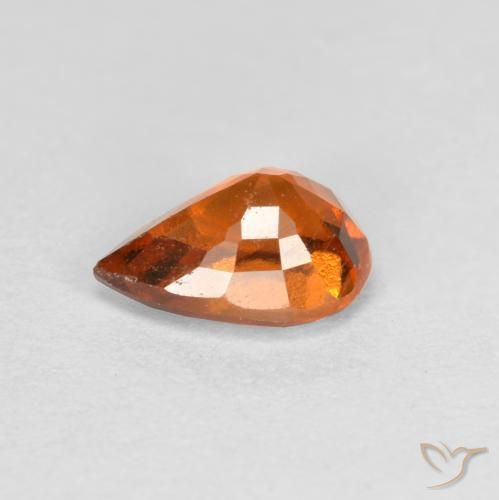 granate hessonita Naranja oscuro natural de 0.78 ct, En forma de pera, VS-SI