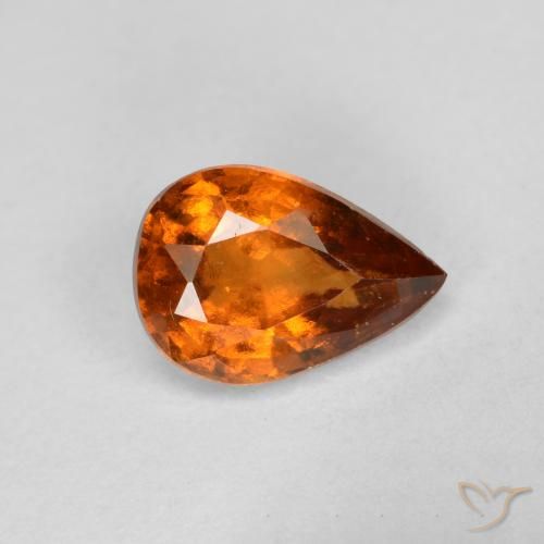 0.78ct Natural Naranja oscuro medio granate hessonita, En forma de pera, VS-SI