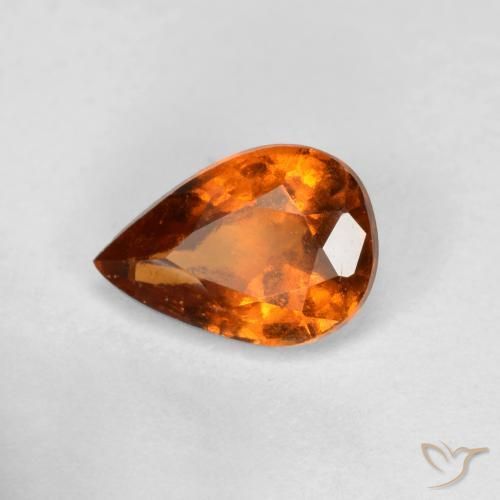 granate hessonita Naranja oscuro medio natural de 0.78 ct, En forma de pera, VS-SI
