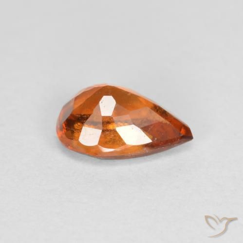 granate hessonita Naranja oscuro medio natural de 0.78 ct, En forma de pera, VS-SI
