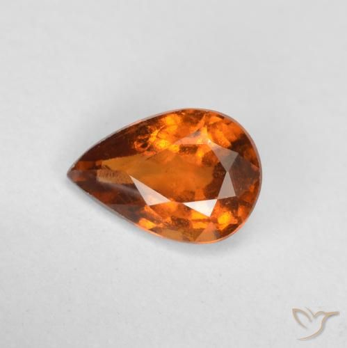 0.70ct Natural Naranja oscuro granate hessonita, En forma de pera, VS-SI