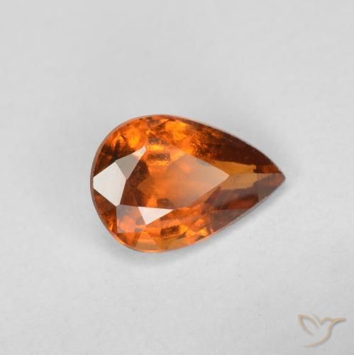 granate hessonita Naranja oscuro natural de 0.70 ct, En forma de pera, VS-SI