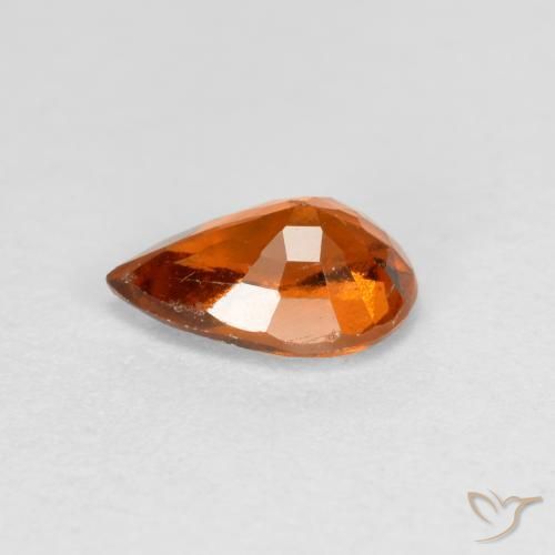 granate hessonita Naranja oscuro natural de 0.70 ct, En forma de pera, VS-SI