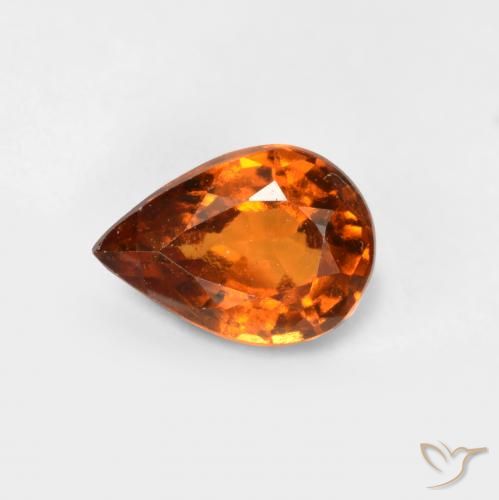0.78ct Natural Naranja oscuro medio granate hessonita, En forma de pera, VS